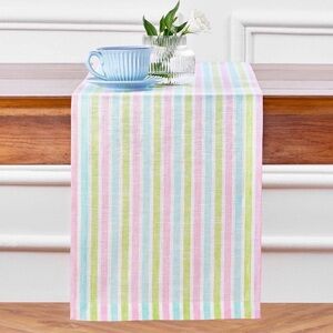 Solino Home Linen Table Runner 120 Inches Long - 100% Pure Linen Multicolor